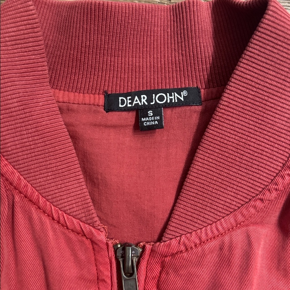 Dear John Red Bomber Jacket Lightweight Zip Up Casual Chic Size S - Picture 3 of 7
